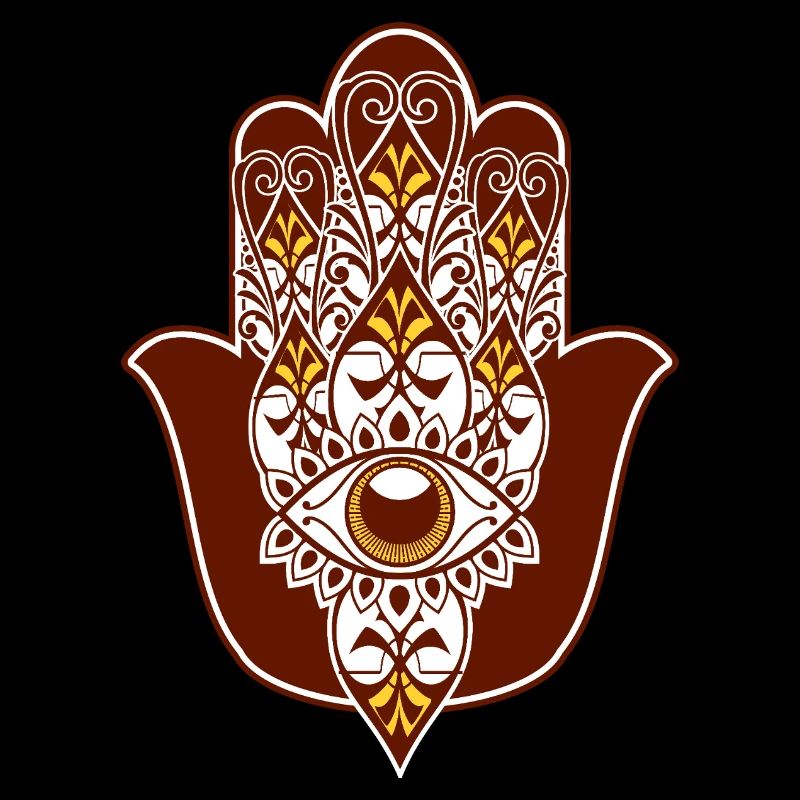 Hamsa Auge Gelb Braun Blumenmuster