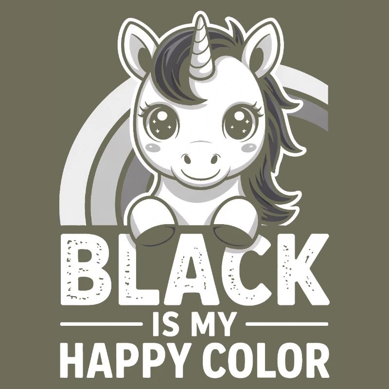Licorne Noire Joyeuse Couleur
