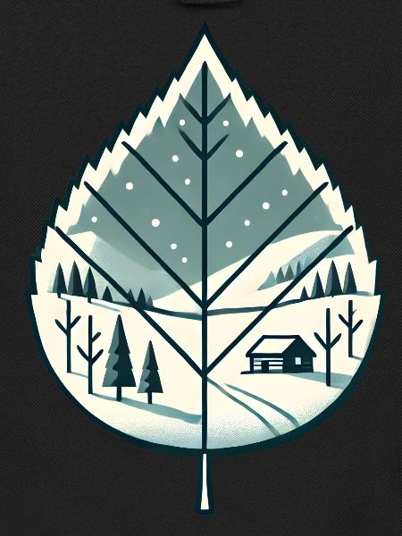 Blatt mit Schneelandschaft