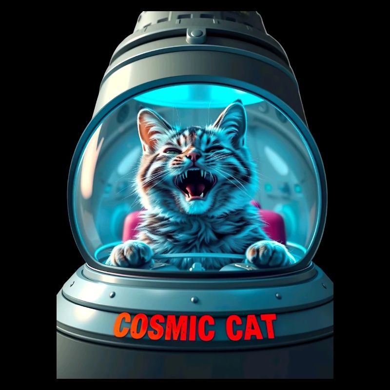 Lustige Katze in einem UFO-Schiff