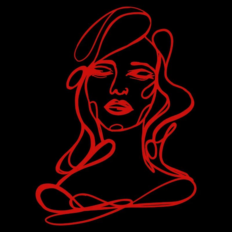 Rotes Porträt – Modeillustration