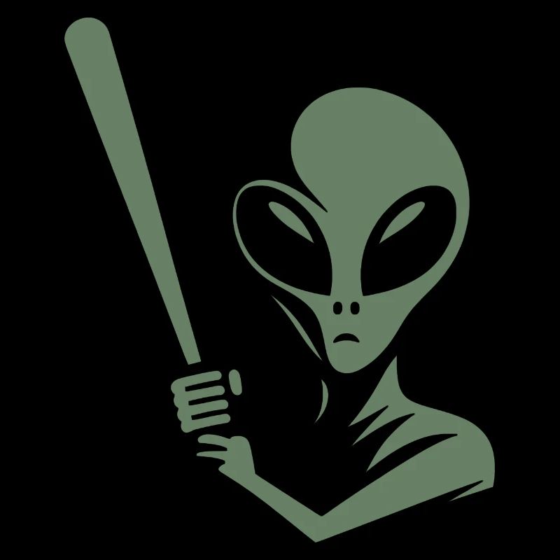 Alien Baseball Player Silhouette Minimalist