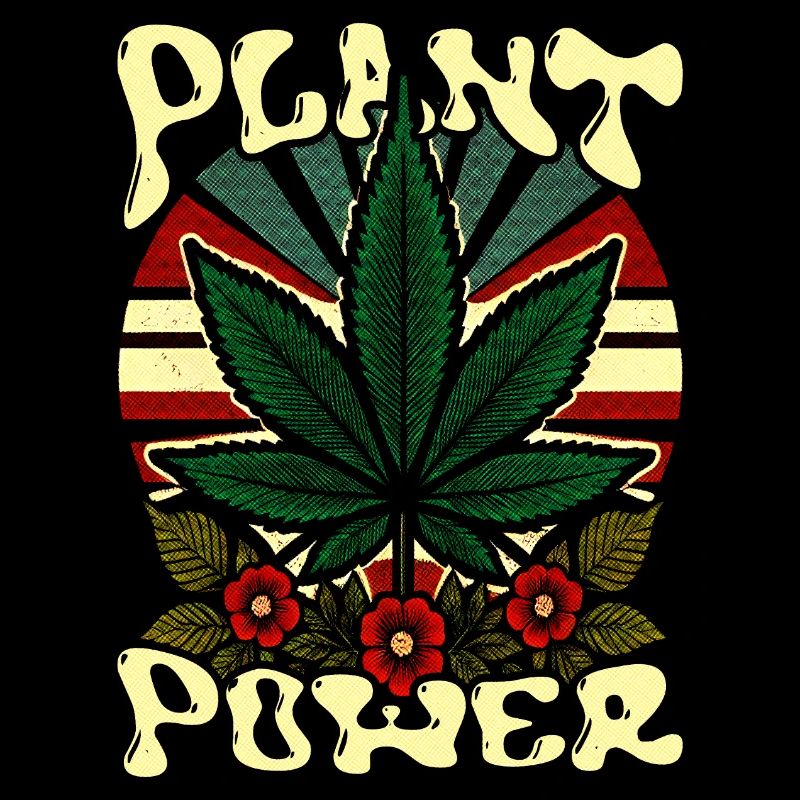Rétro Feuille de Cannabis Design Plante Puissance Déclaration