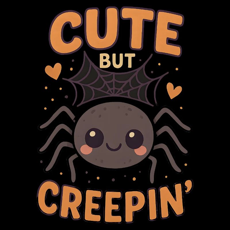 Cute Creepin Spider with Web, Halloween 