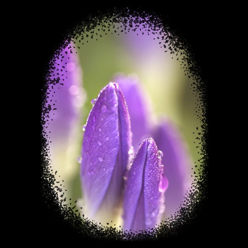 Crocus violets Fleurs violettes Motif floral avec rosée