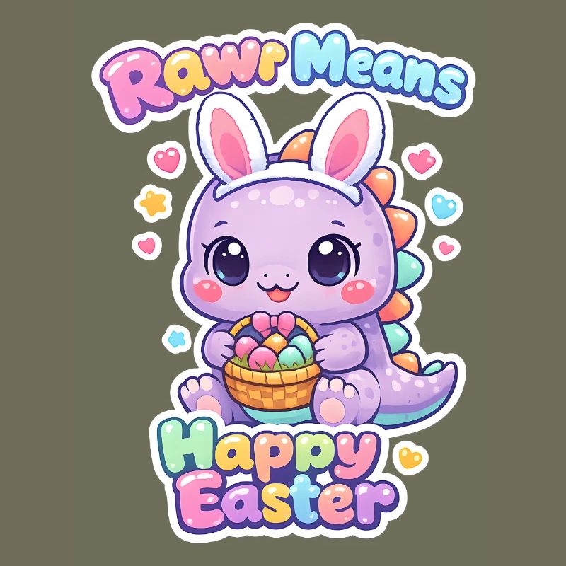 Bunnies Kids Easter Rawr Dino Happy Easter