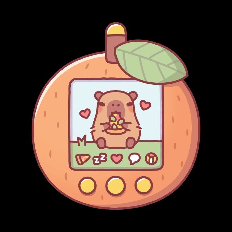 Capybara mignon mangeant pizza jouet virtuel pour animaux de compagnie orange