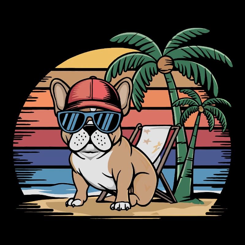 Bouledogue français Frenchie cool sur la plage