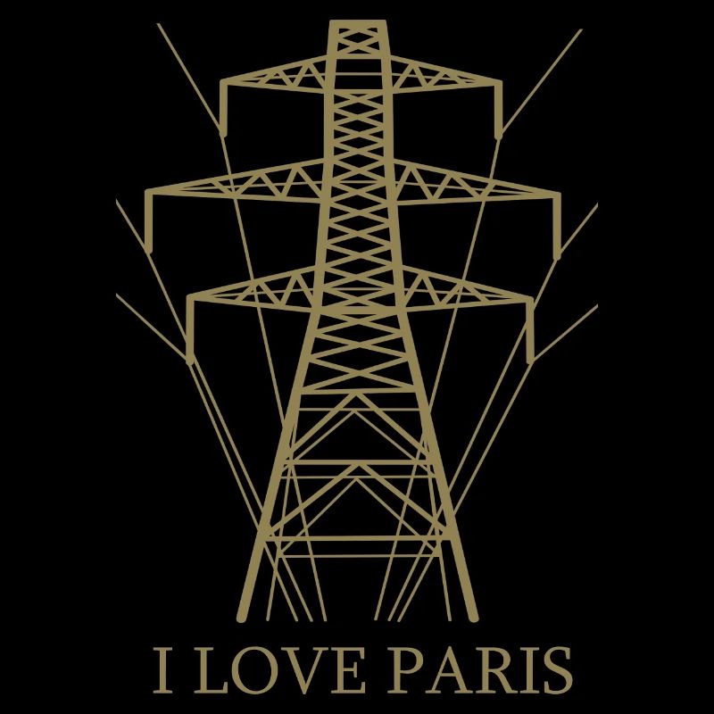 Ironisch Ich liebe Paris Eiffelturm als Strommast