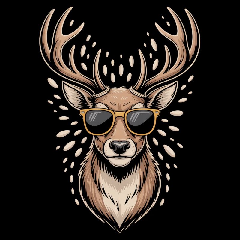 Cerf avec bois et lunettes de soleil