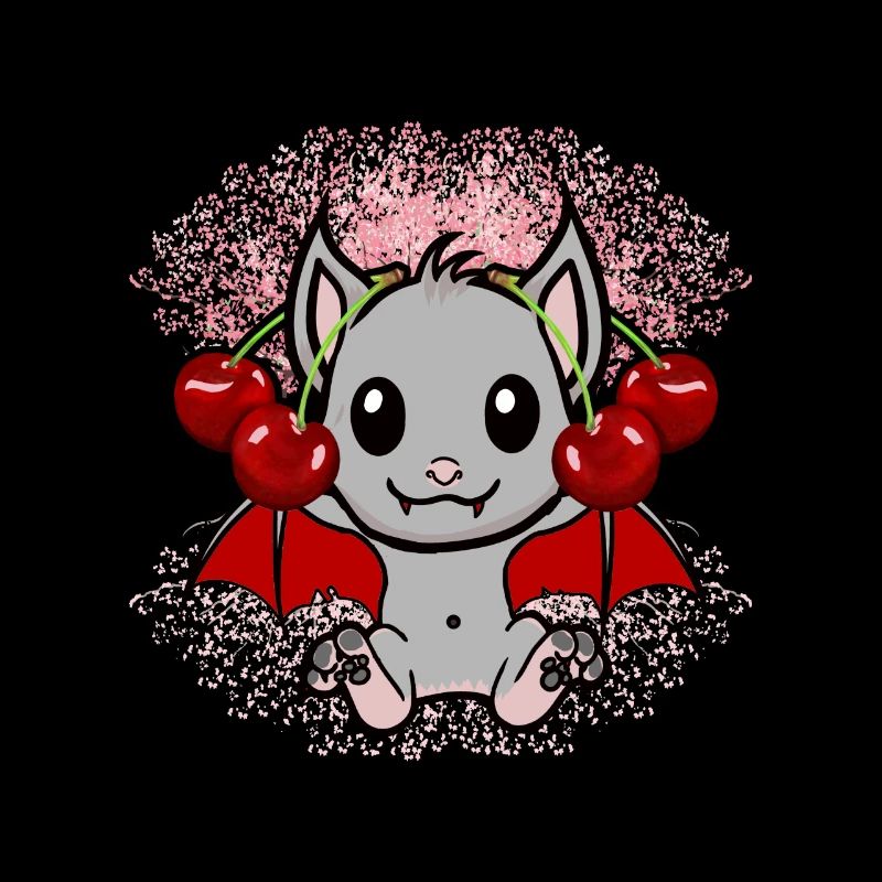 bat bats cherries cherry blossom fruit