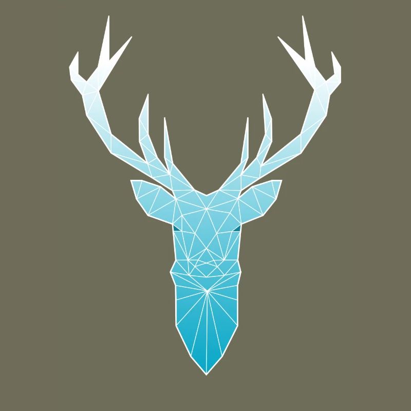 Deer head in triangle design (light blue)