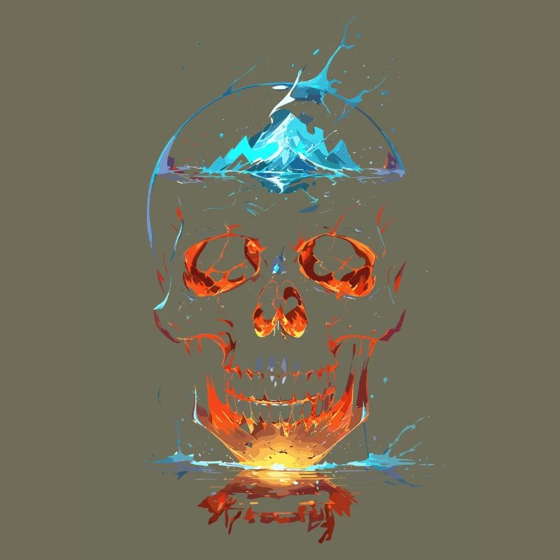 Crâne de Feu et Glace Éclatant