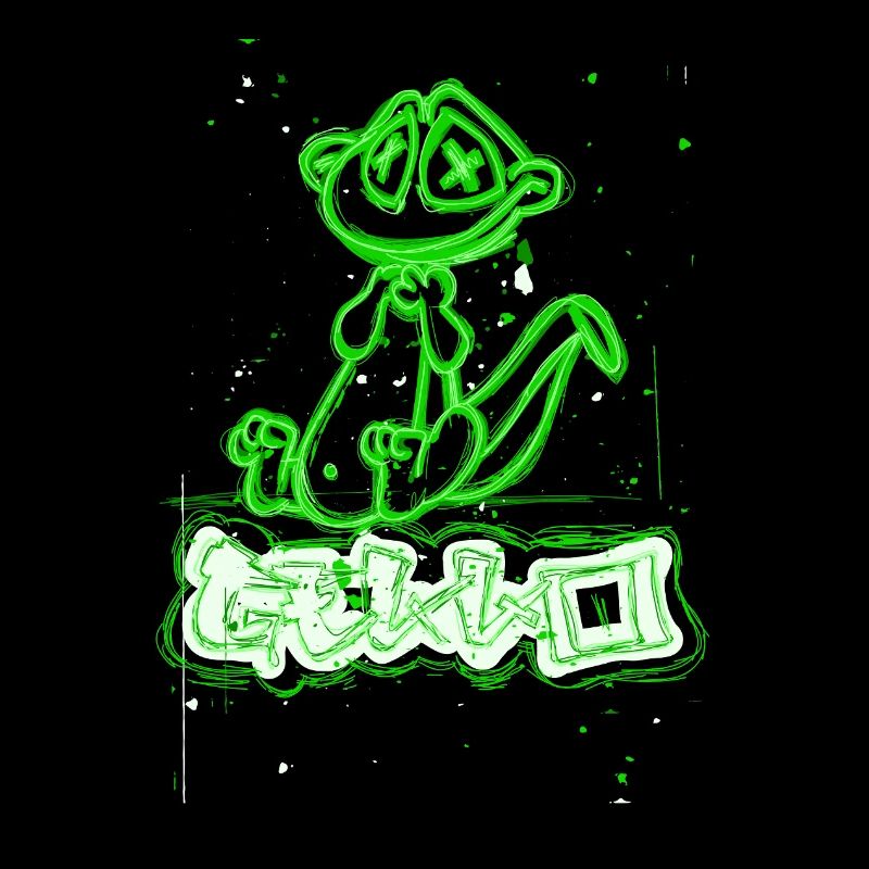 Chien graffiti néon à rayures vertes