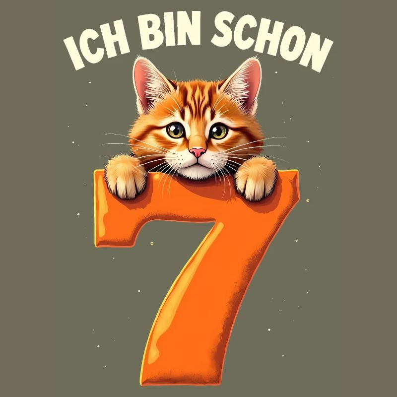 7. Geburtstag Mädchen Junge Katze Ich Bin Schon