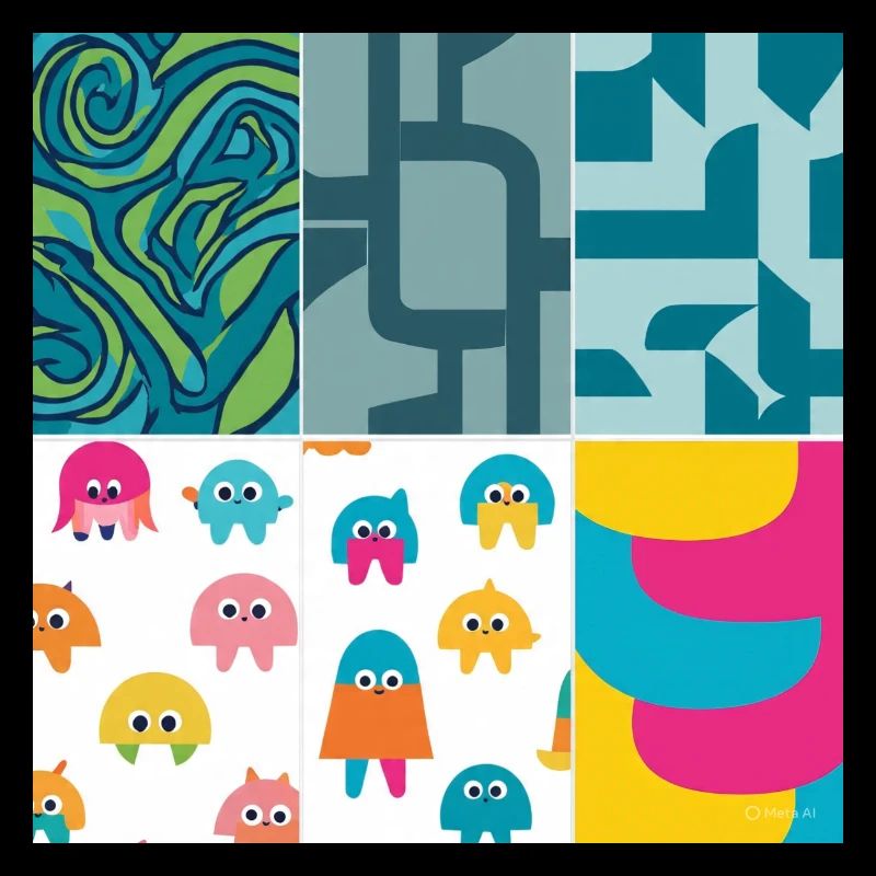 Vibrant Abstract and Playful Creature Pattern