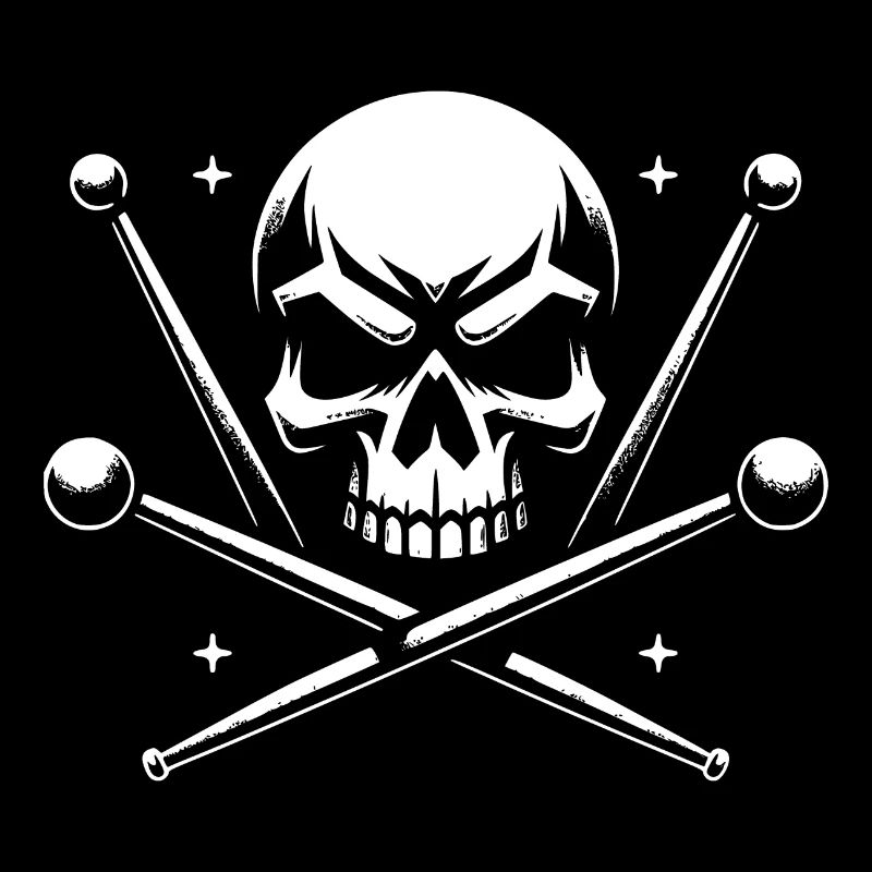 Skull und gekreuzte Drumsticks