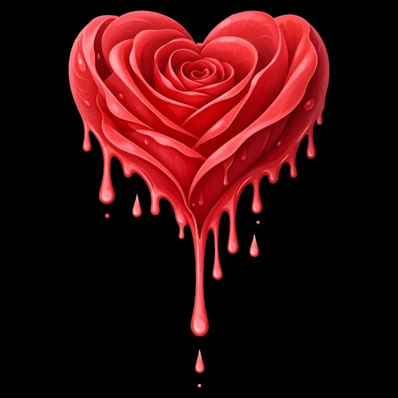 Red Rose in Heart Shape Illustration