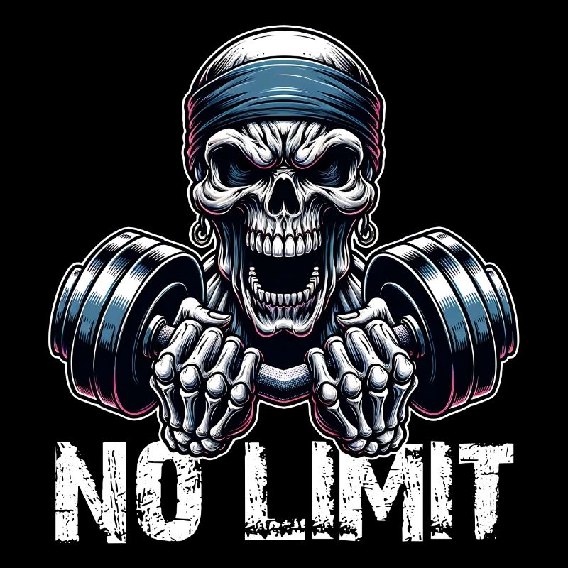 Crâne de musculation No Limit Workout avec haltère