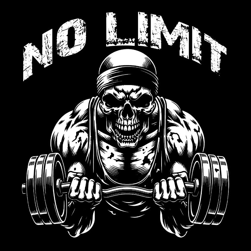 Crâne de musculation No Limit Workout avec haltère