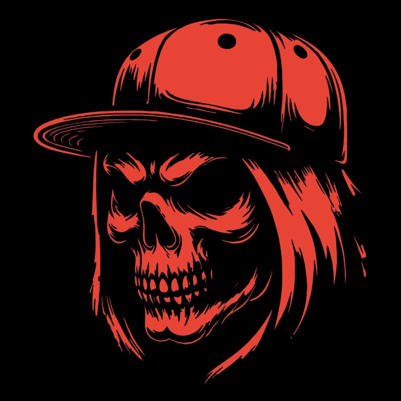 Cooler Skull mit langen Haaren und Basecap