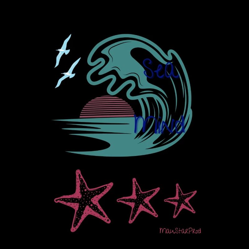sunset wave and starfish