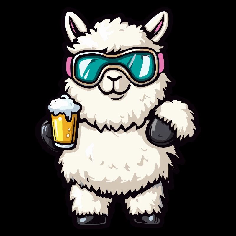 Alpaka Llama Apres Ski Bier Comic