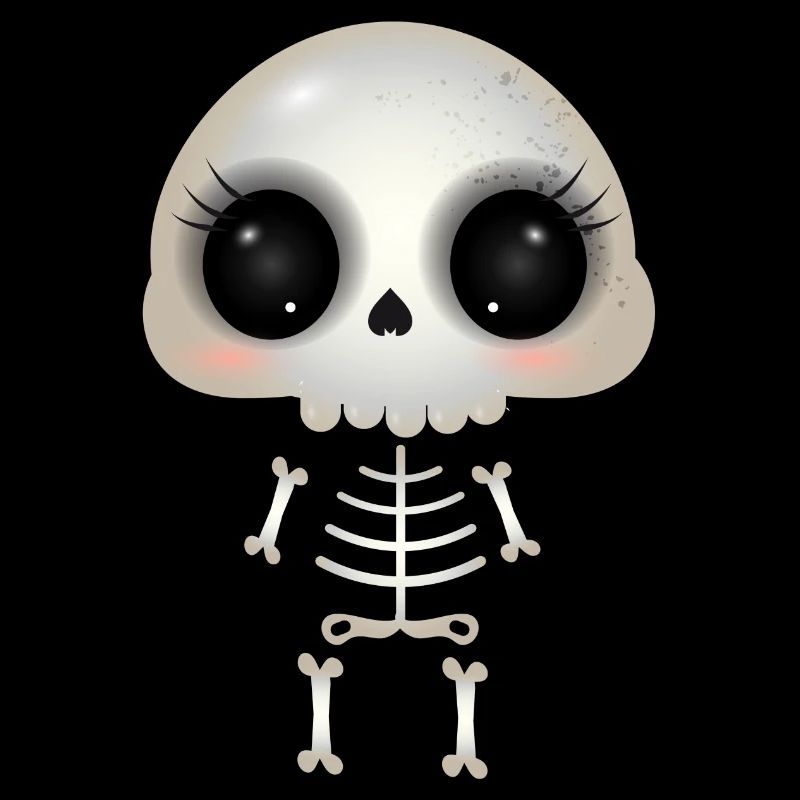 cute skull with dark eye sockets and eyelashes