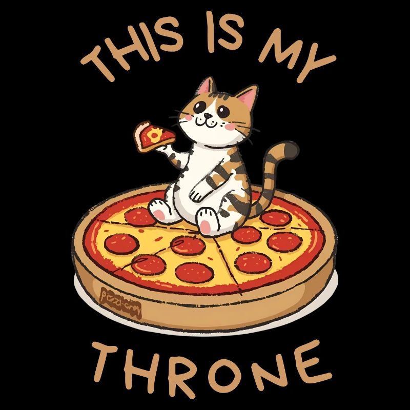 Chat de dessin animé sur pizza – C’est mon trône