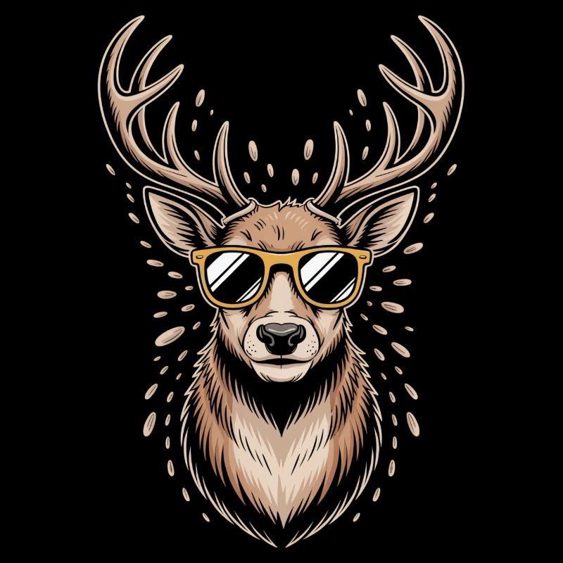 Cerf avec bois et lunettes de soleil