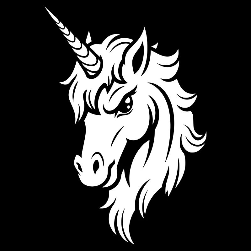Serious Unicorn – Black and White Vector Silhouette