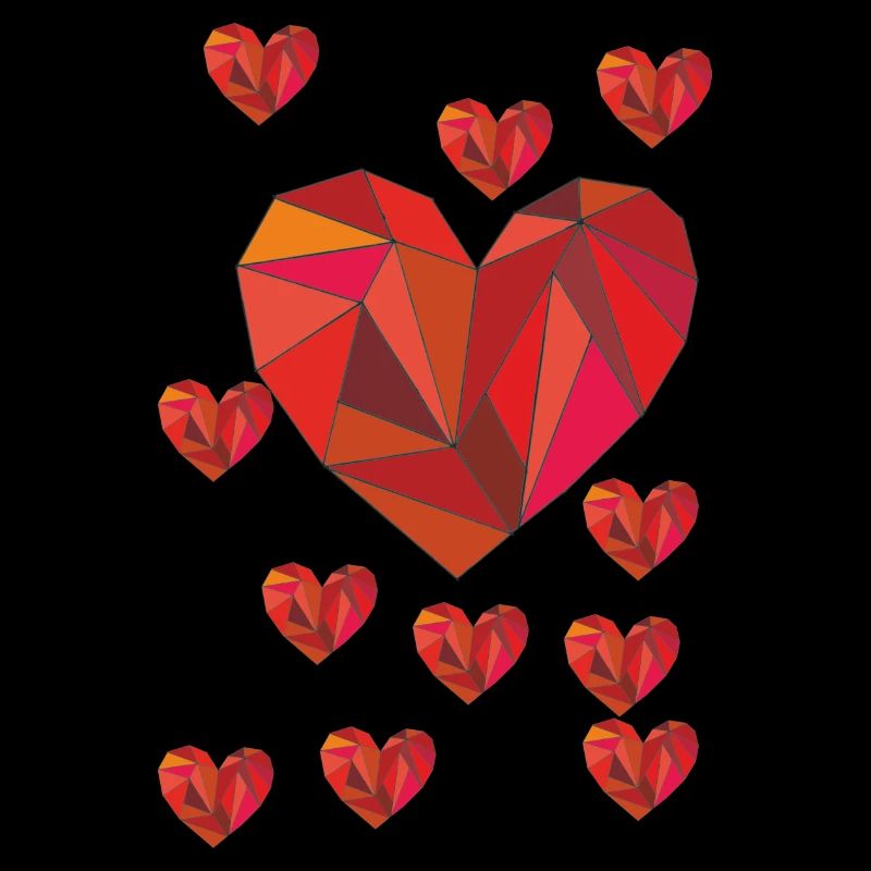 Geometric heart pattern in warm red
