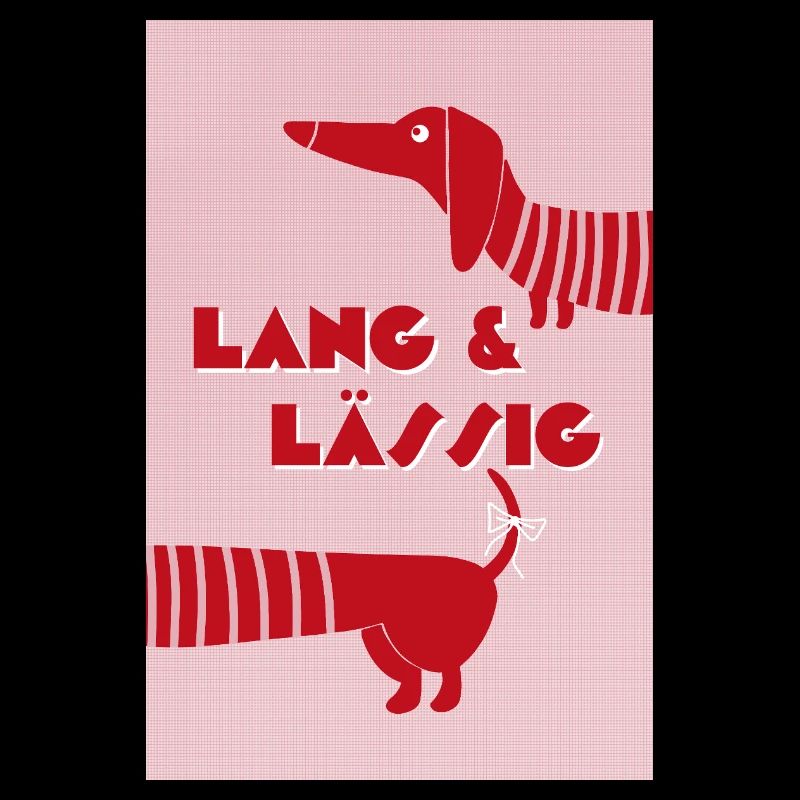 Dackel lang & lässig rot-rosa, Retro-Style