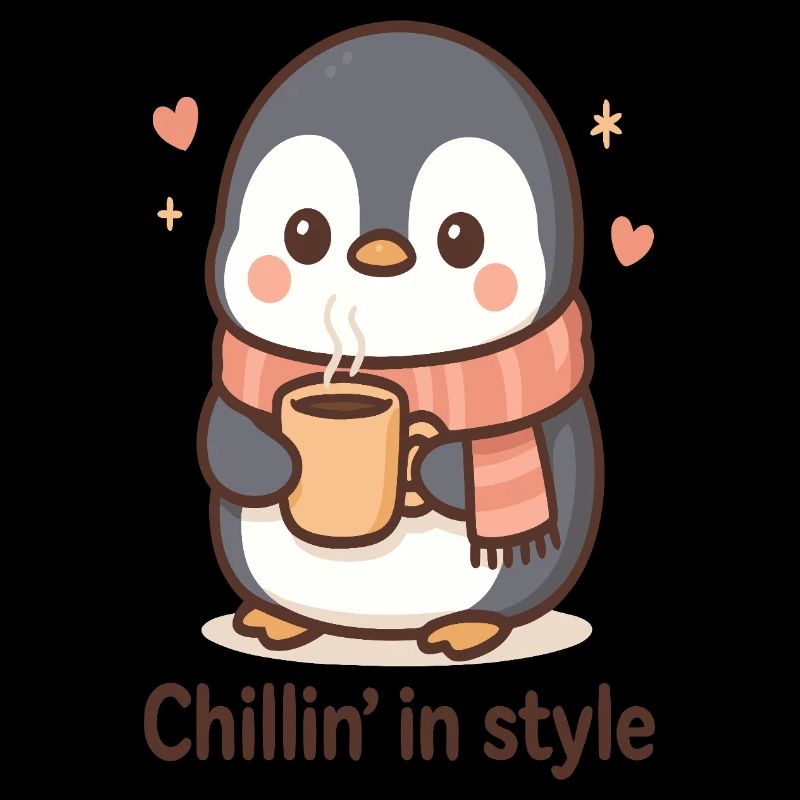 Cute penguin with coffee