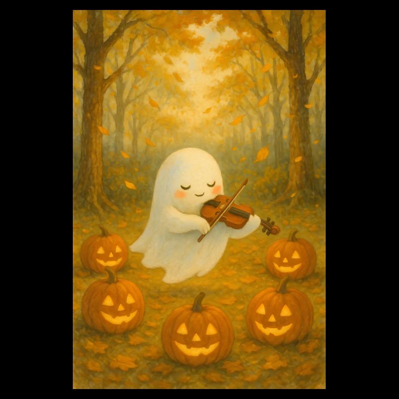 Cute Halloween Ghost in Autumn
