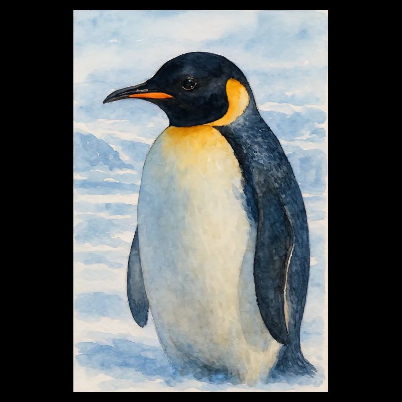 Aquarell Pinguin am Meer