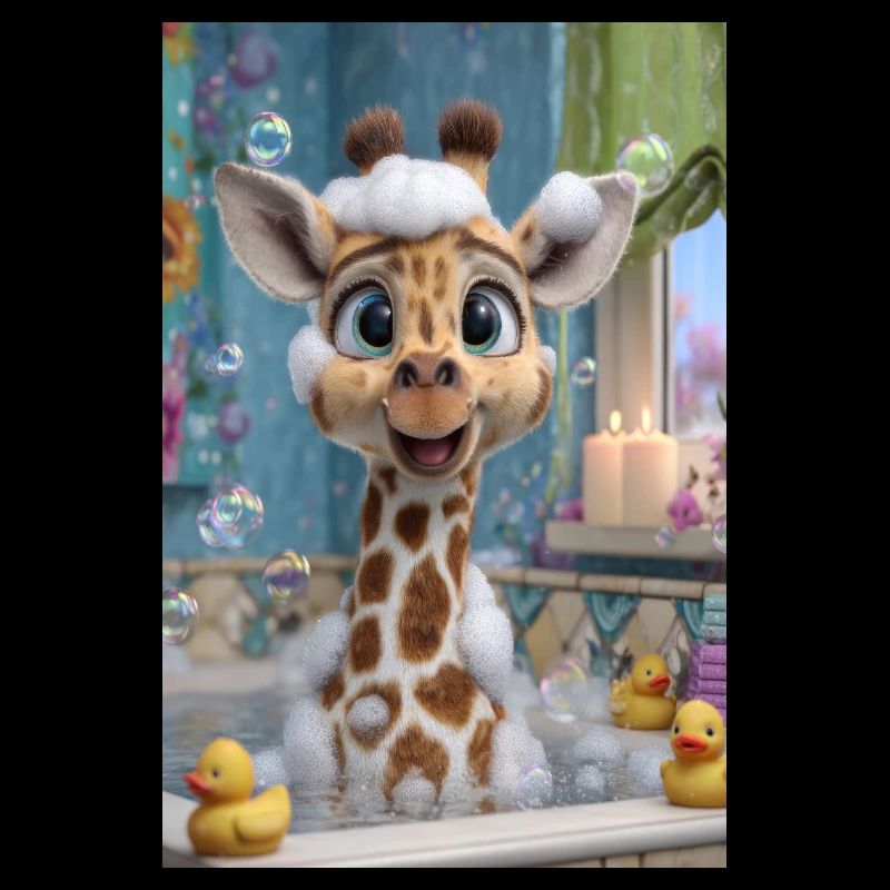 Charme de girafe dans le bain moussant