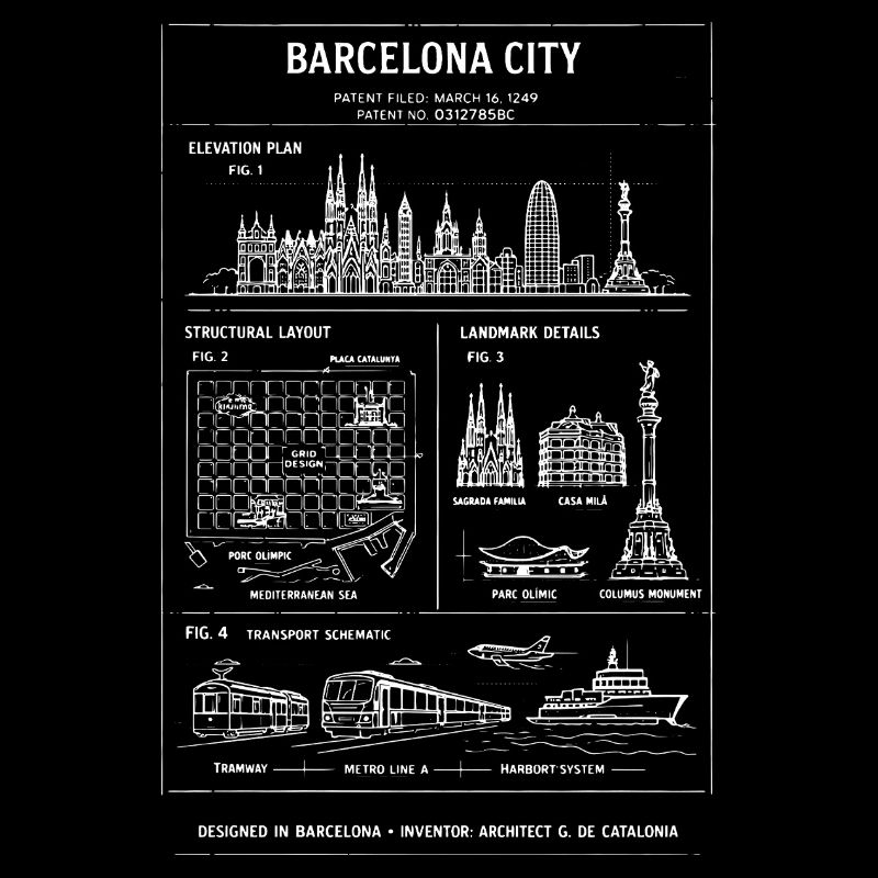 Barcelona Skyline Blueprint