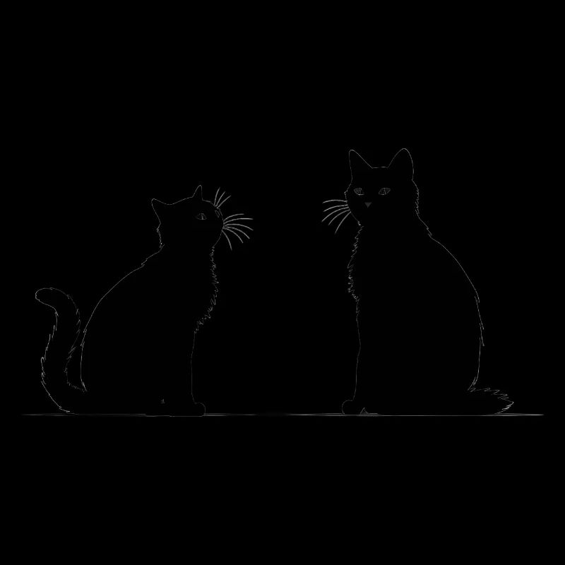 Silhouette noire de deux chats.