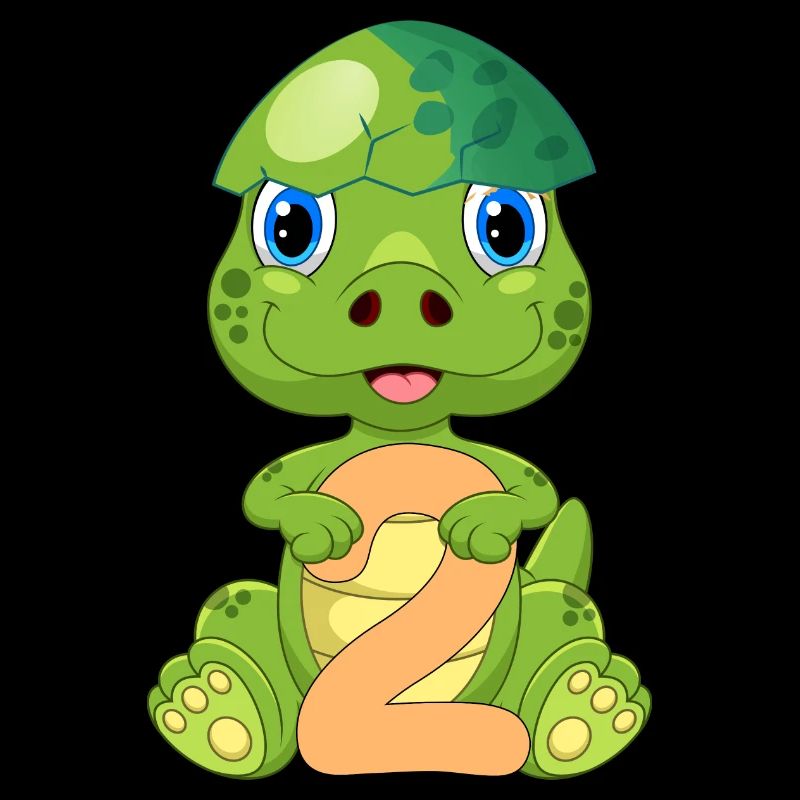 Tortue avec le numéro 2 - Conception d’anniversaire