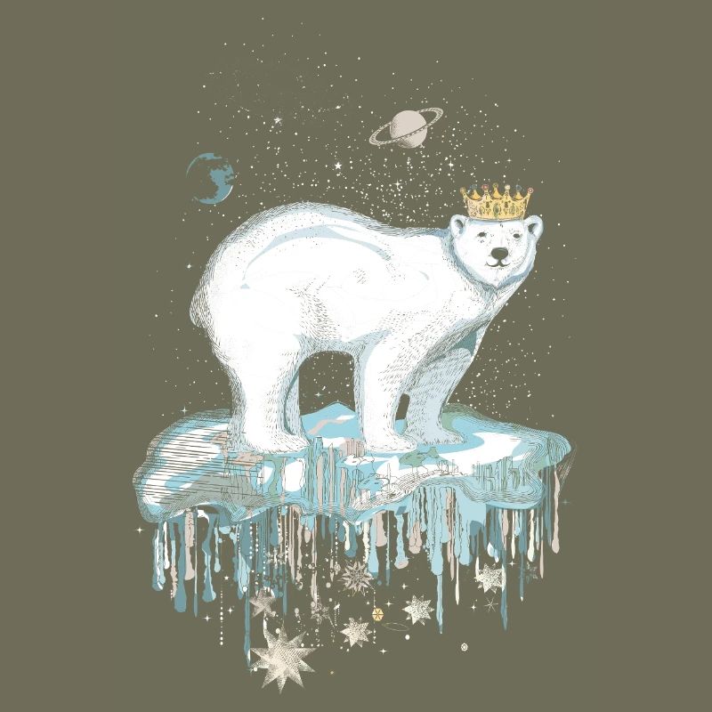 Majestätischer Eisbär mit Krone auf Eisscholle