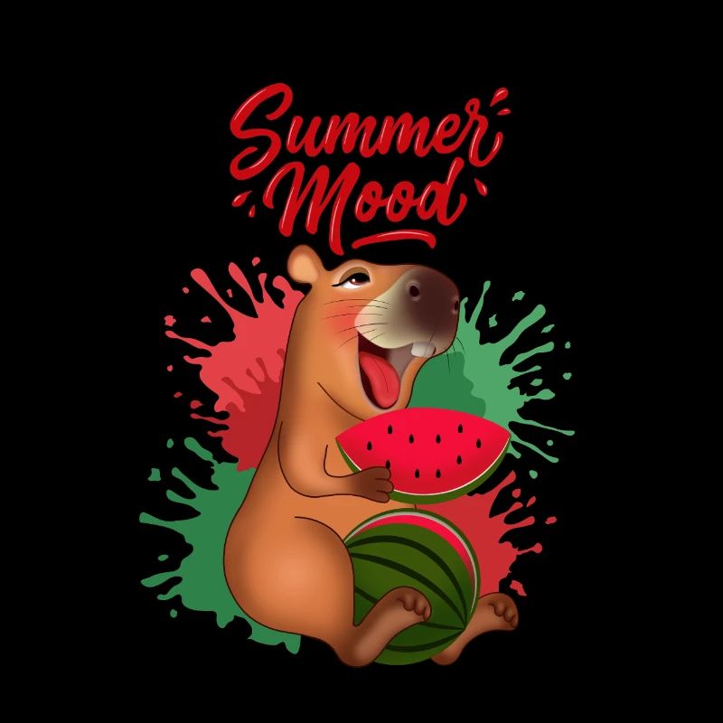 Lächelnde Capybara mit Wassermelone