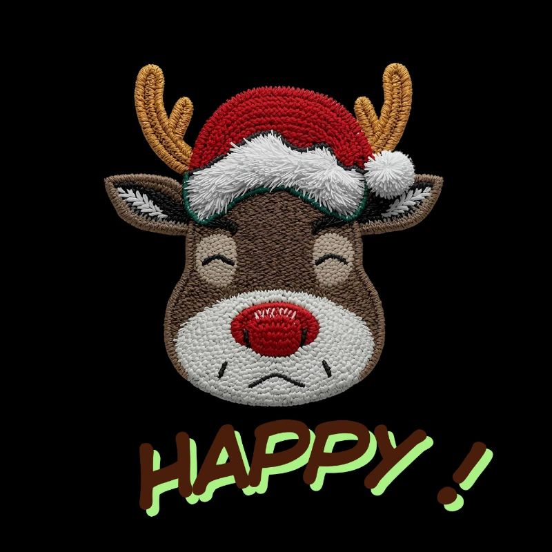 Reindeer Christmas Embroidered Merry