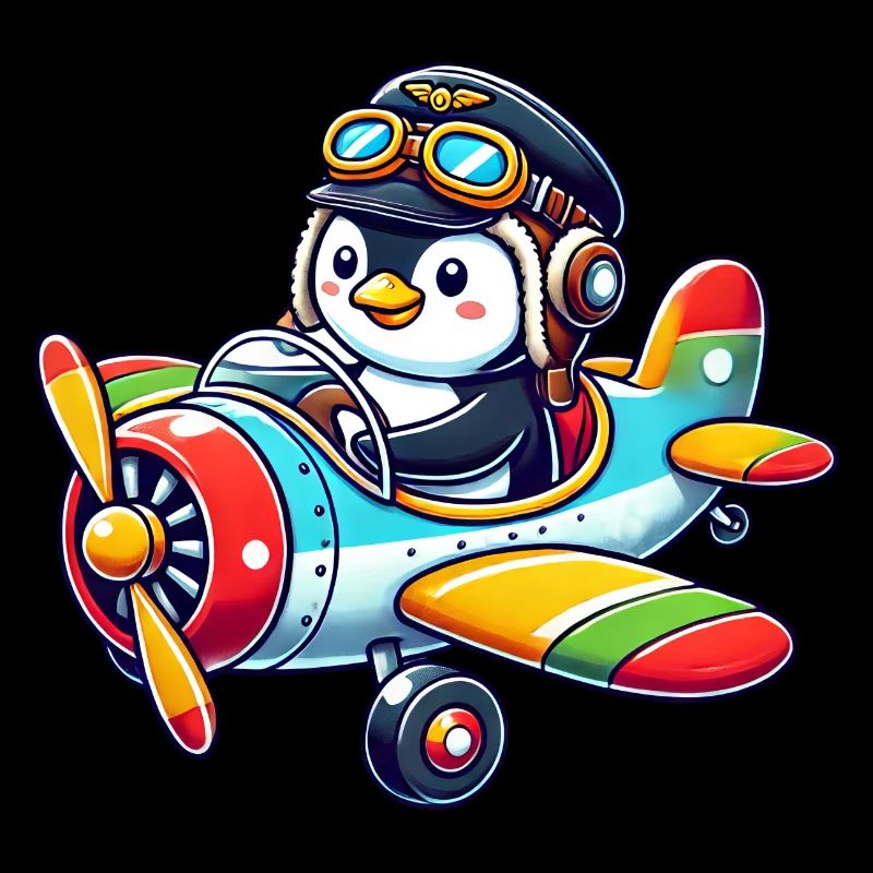 Pinguin Pilot Flugschein Flugzeug Cartoon Fliegen