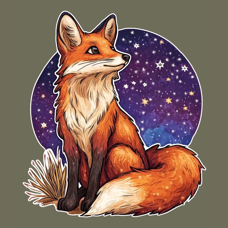 Fox and starry sky