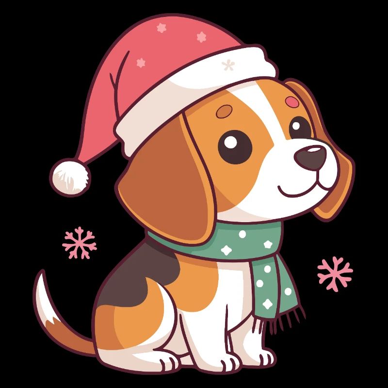 Beagle festif bonnet Noël Chaleureux