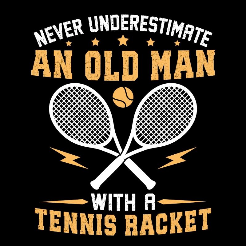 old man with a tennis racket gift for tennis dad 