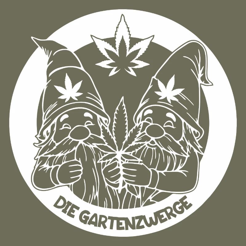 Kiffer Gartenzwerge mit Hanfblatt