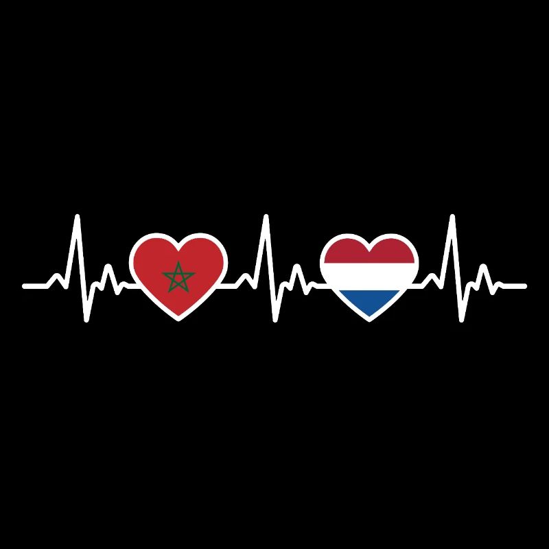 Morocco Netherlands Heartbeat Flag Moroccan