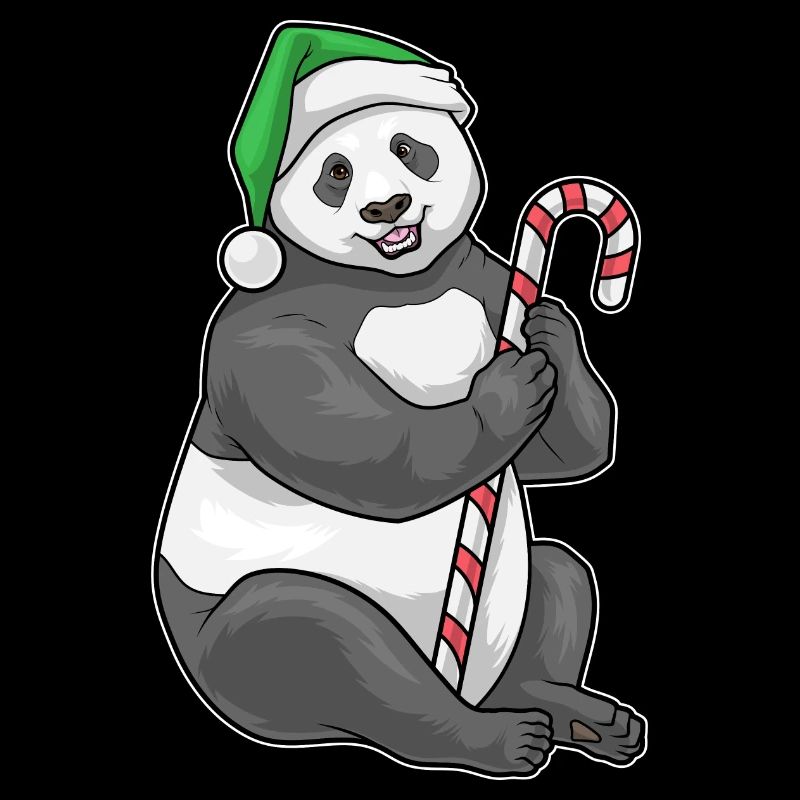 Panda Christmas Candy Cane